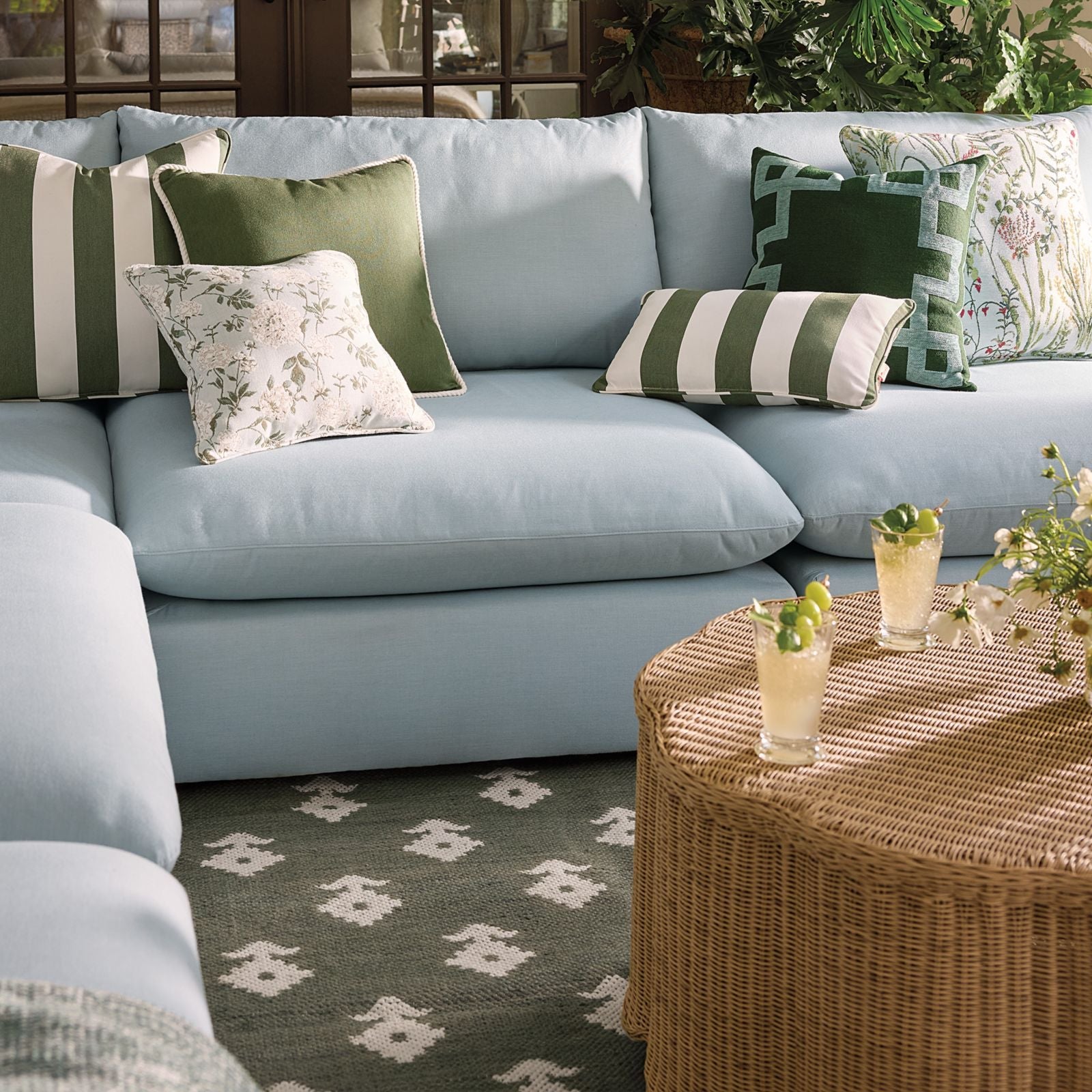 Greek Key Sunbrella® Outdoor Pillow