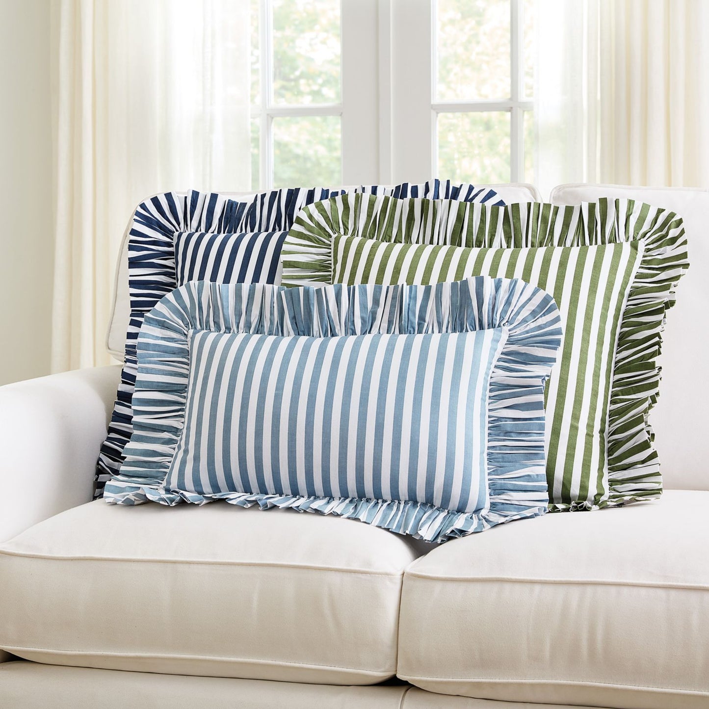 Classic Stripe Ruffled Pillow