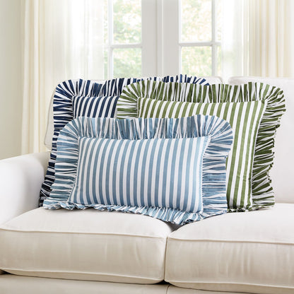 Classic Stripe Ruffled Pillow