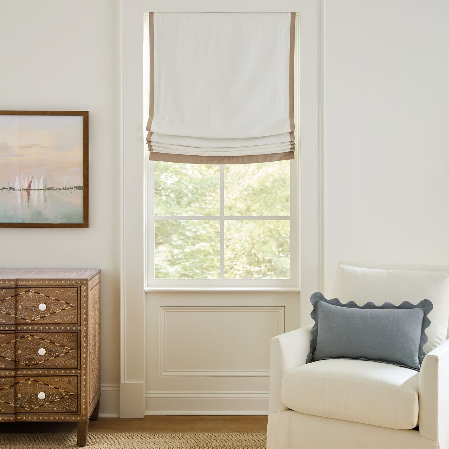 Bordered Relaxed Roman Shade - Custom