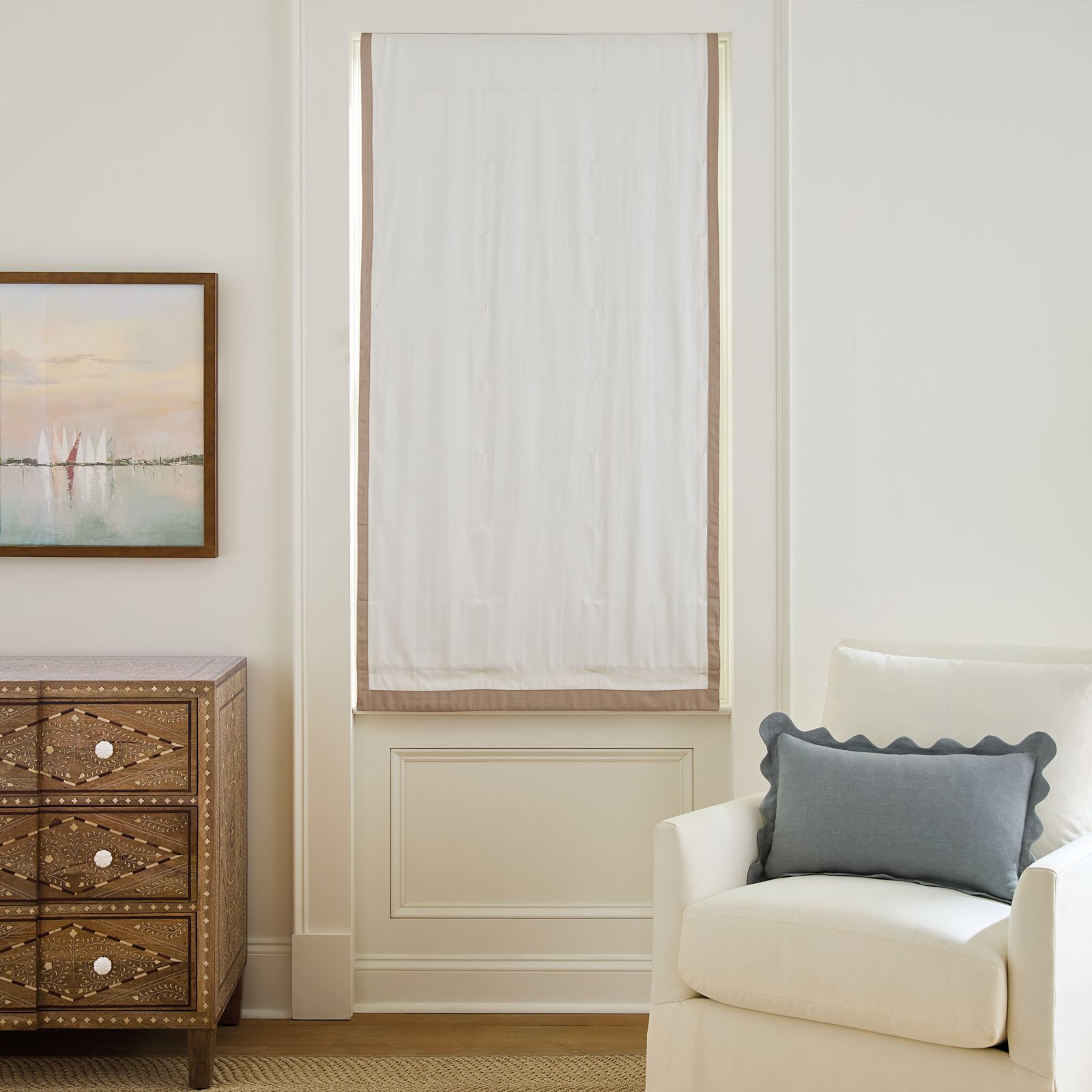 Bordered Flat Front Roman Shade - Custom