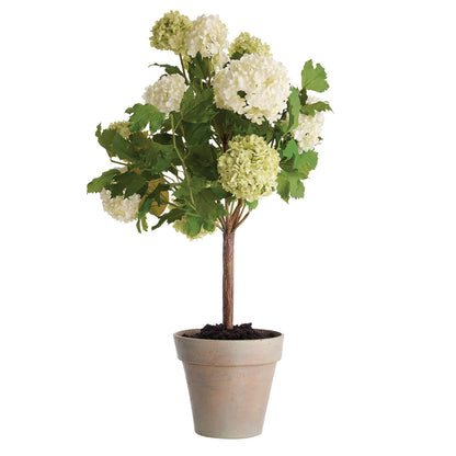Faux Snowball Potted Tree
