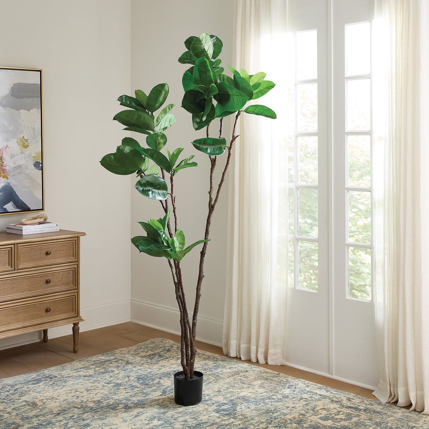 Faux Tall Rubber Leaf Tree