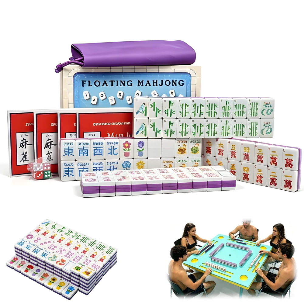 Floating American Mahjong Tile Set Pool Party Design for Beach and Outdoor Games 160 Piece Waterproof EVA Foam Set with Storage Bag