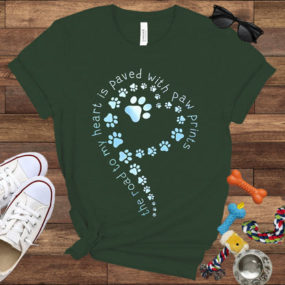 The Road To My Heart Is Paved With Paw Prints - Bella Canvas T-Shirt - Dog Lover T-Shirt