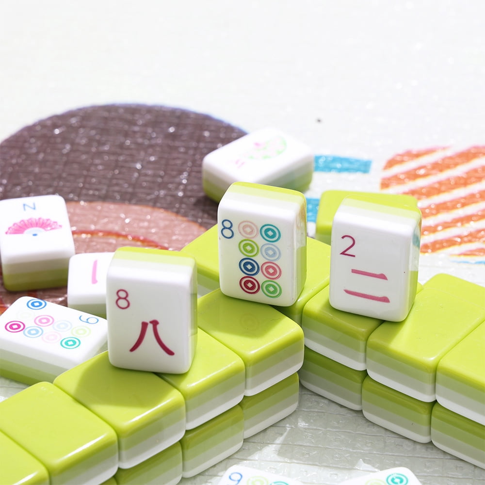 American Mahjong Tile Set Green Casual Design for Home and Travel Games 160 Piece Acrylic Tiles