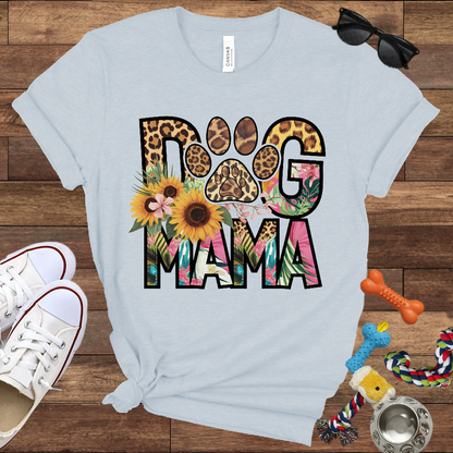 Dog Mama Leopard & Floral - Bella Canvas TShirt - Perfect Gifts for Dog Mom