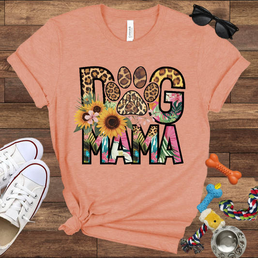Dog Mama Leopard & Floral - Bella Canvas TShirt - Perfect Gifts for Dog Mom