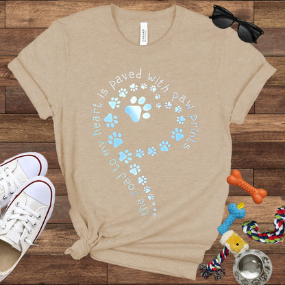 The Road To My Heart Is Paved With Paw Prints - Bella Canvas T-Shirt - Dog Lover T-Shirt