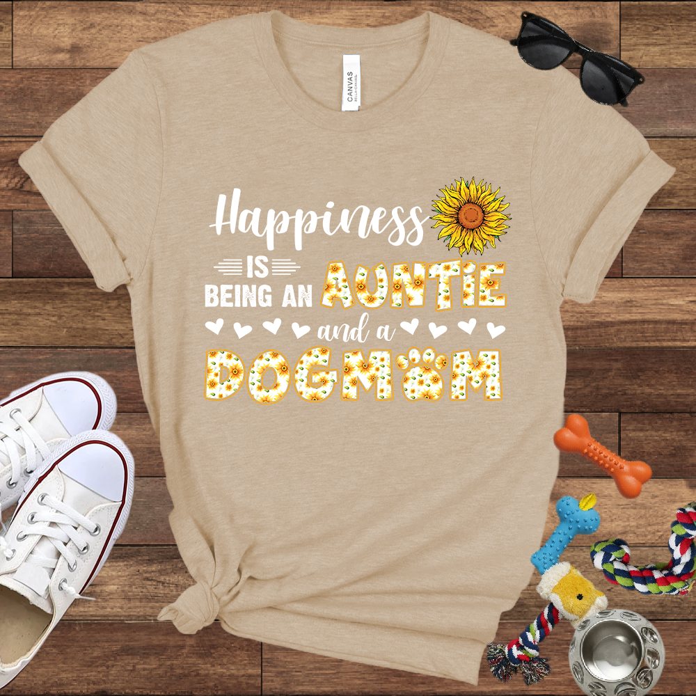 Happiness Is Being An Auntie And A Dog Mom - Bella Canvas TShirt - Gift for Dog Mom