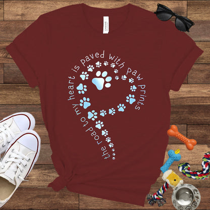 The Road To My Heart Is Paved With Paw Prints - Bella Canvas T-Shirt - Dog Lover T-Shirt