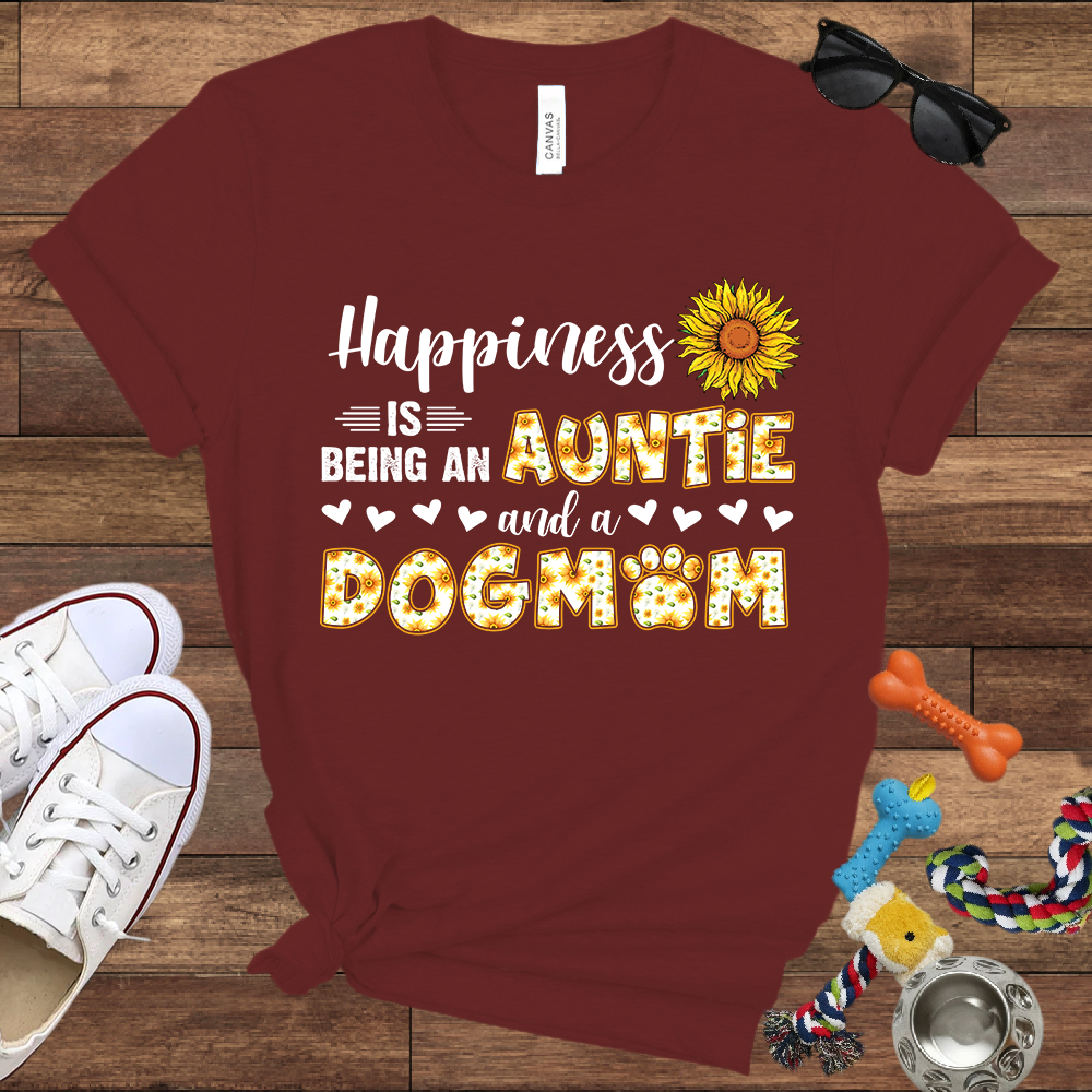 Happiness Is Being An Auntie And A Dog Mom - Bella Canvas TShirt - Gift for Dog Mom