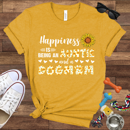 Happiness Is Being An Auntie And A Dog Mom - Bella Canvas TShirt - Gift for Dog Mom