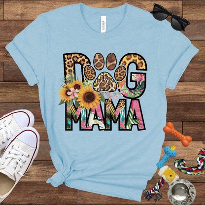 Dog Mama Leopard & Floral - Bella Canvas TShirt - Perfect Gifts for Dog Mom