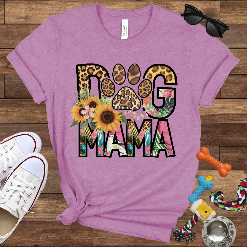 Dog Mama Leopard & Floral - Bella Canvas TShirt - Perfect Gifts for Dog Mom