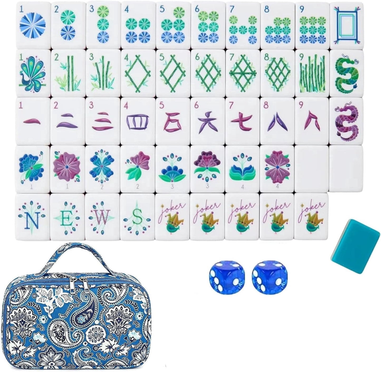 American Mahjong Tile Set Yellow Festive Design for Family and Travel Game Nights 160 Piece Four Layer Engraved Acrylic Set with Bag
