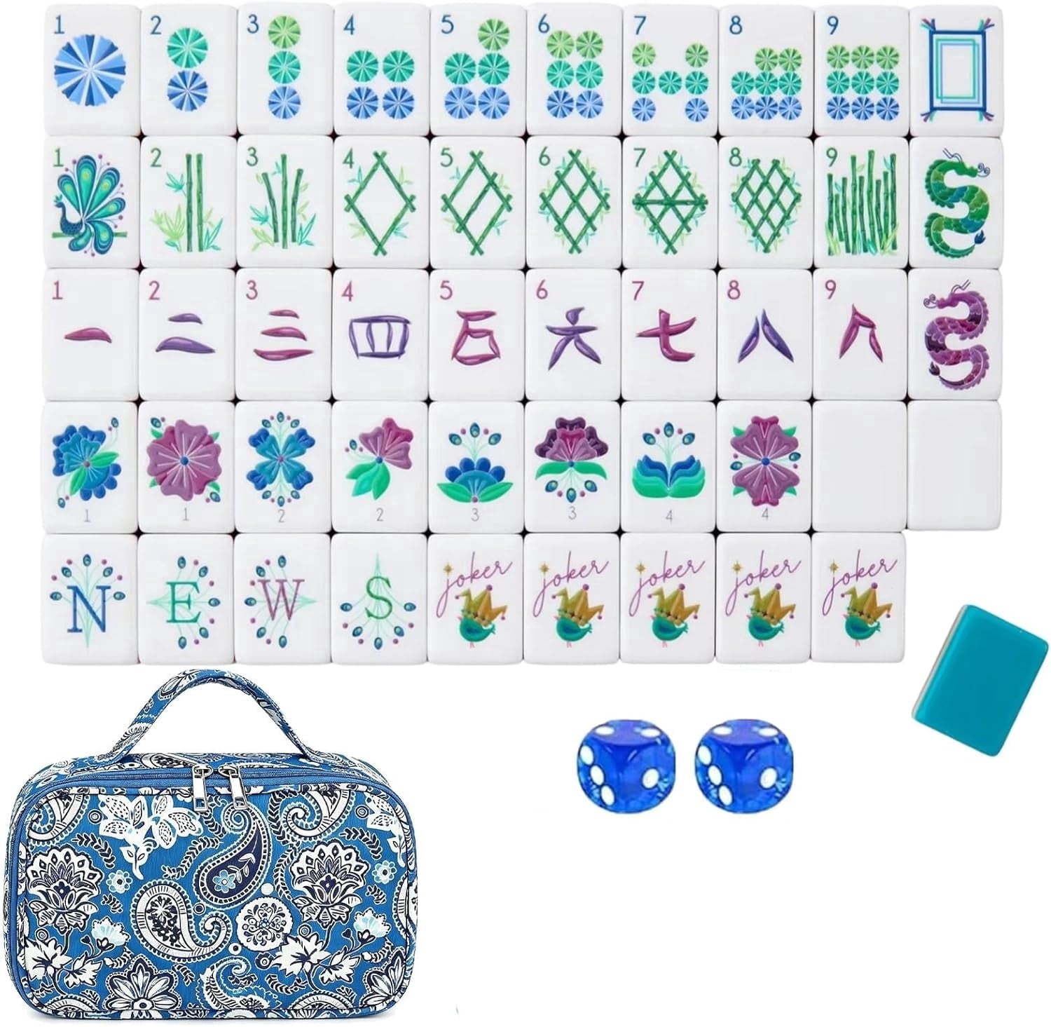 American Mahjong Tile Set Yellow Festive Design for Family and Travel Game Nights 160 Piece Four Layer Engraved Acrylic Set with Bag