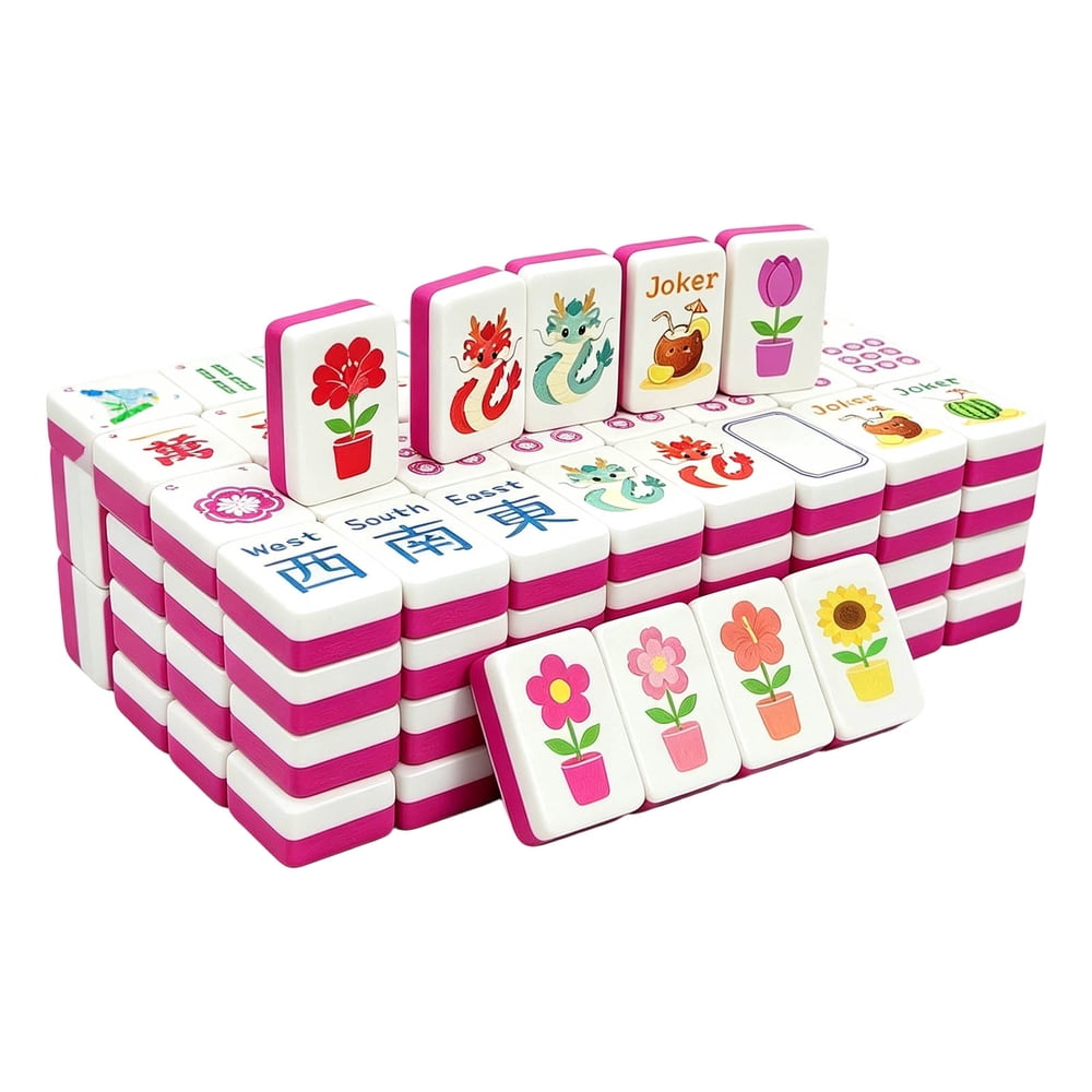 Floating American Mahjong Tile Set Colorful Pool Design for Summer Water Games 160 Piece EVA Foam Set with Dice