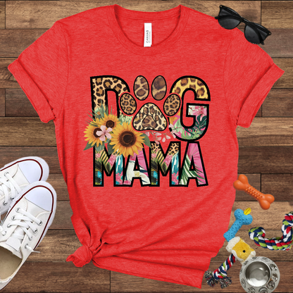 Dog Mama Leopard & Floral - Bella Canvas TShirt - Perfect Gifts for Dog Mom