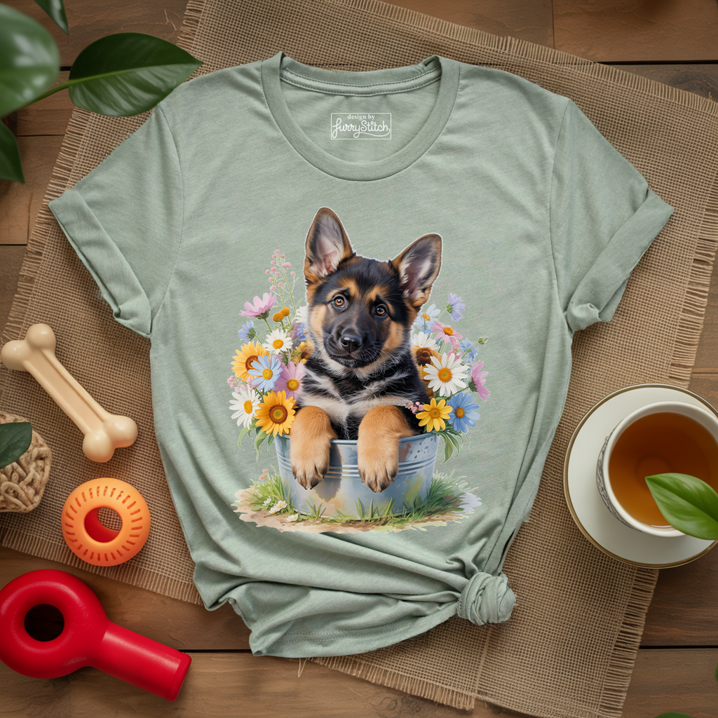 Flower Bucket Shepherd T-shirt