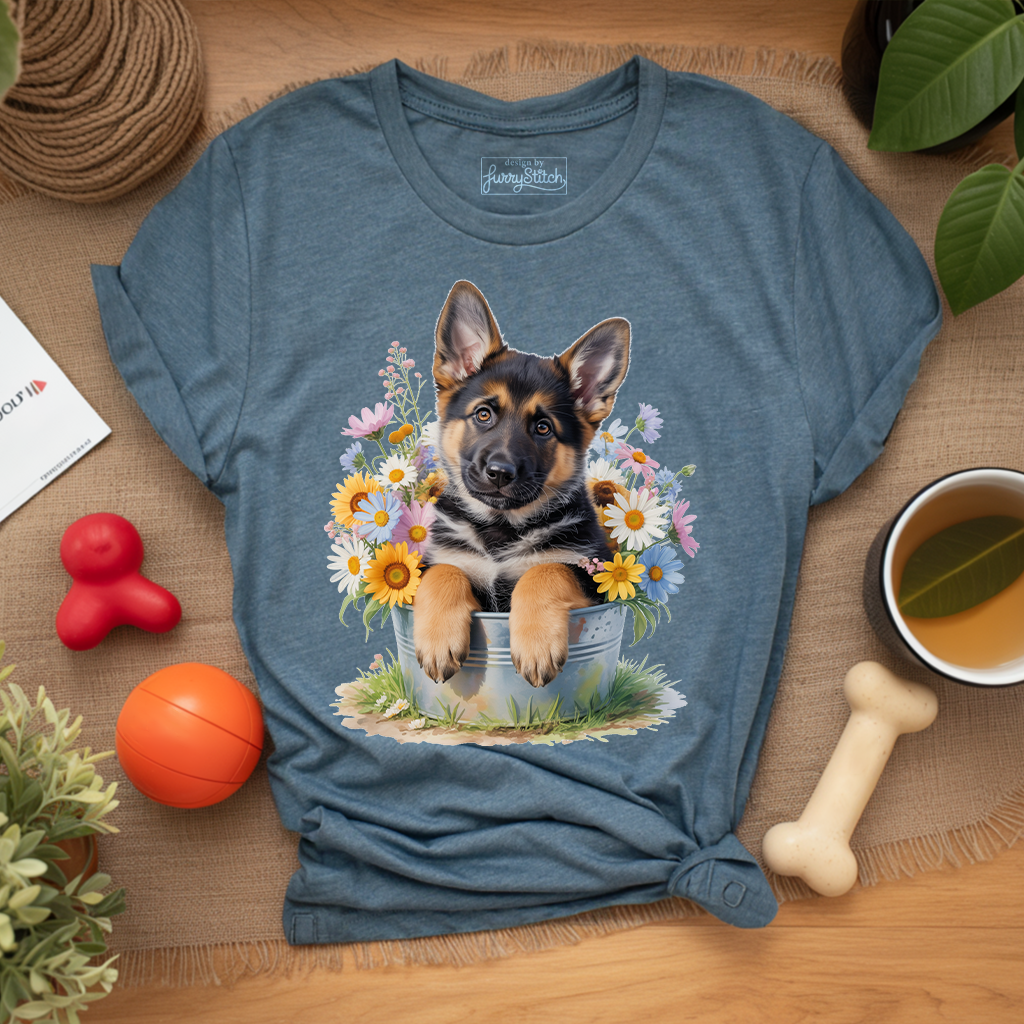 Flower Bucket Shepherd T-shirt