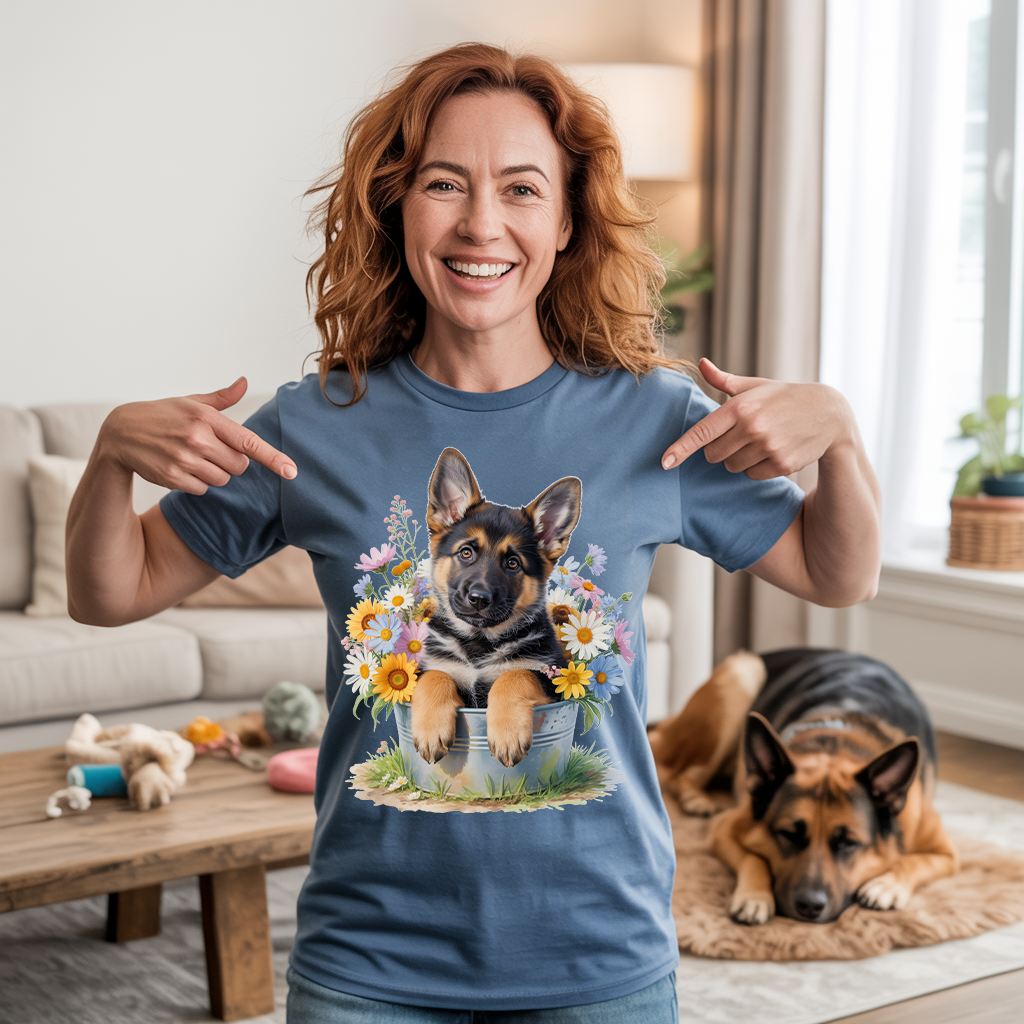 Flower Bucket Shepherd T-shirt