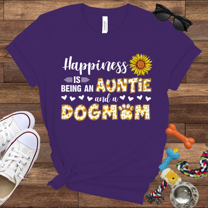 Happiness Is Being An Auntie And A Dog Mom - Bella Canvas TShirt - Gift for Dog Mom