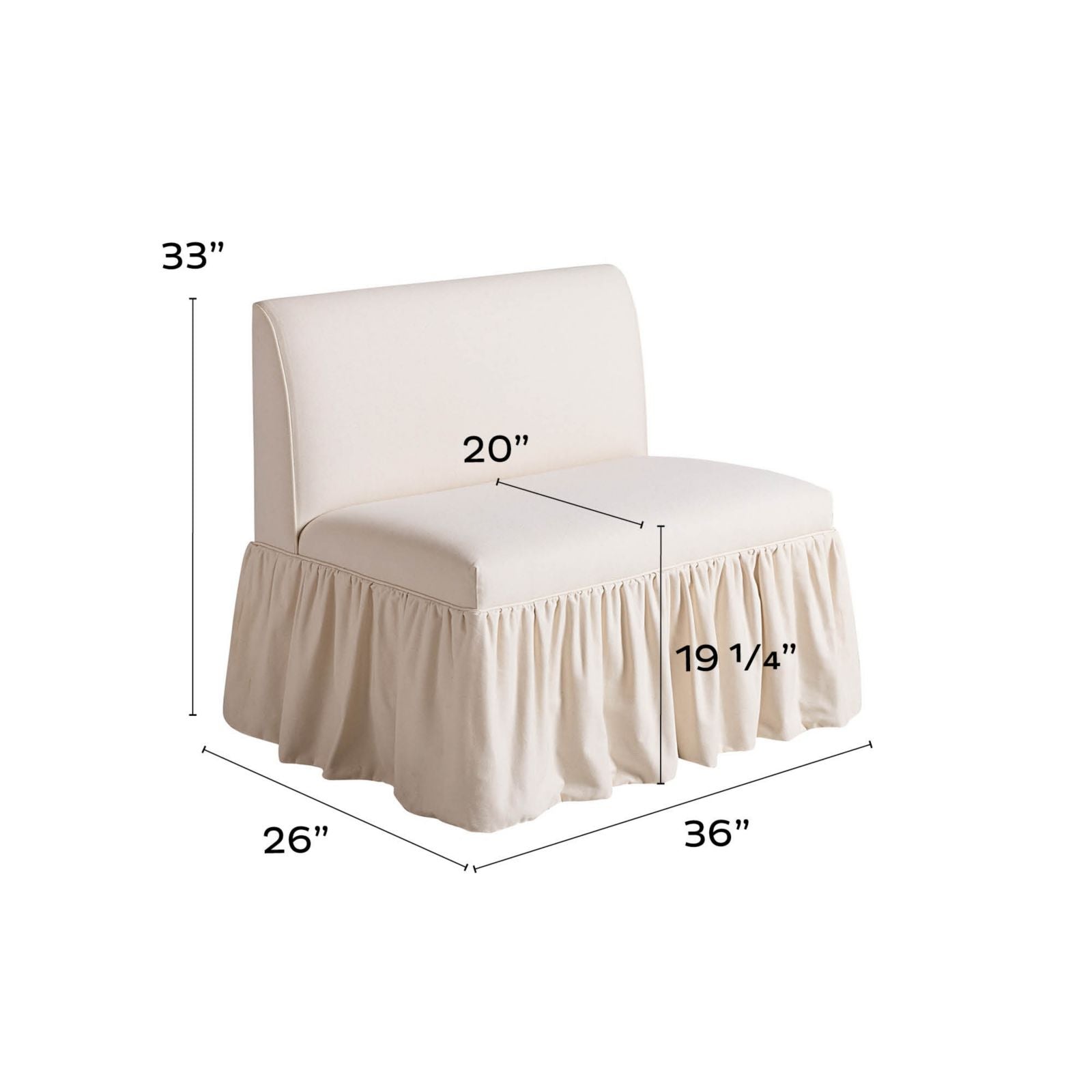 Bristol 36-Inch Bench with Ruffle Skirt
