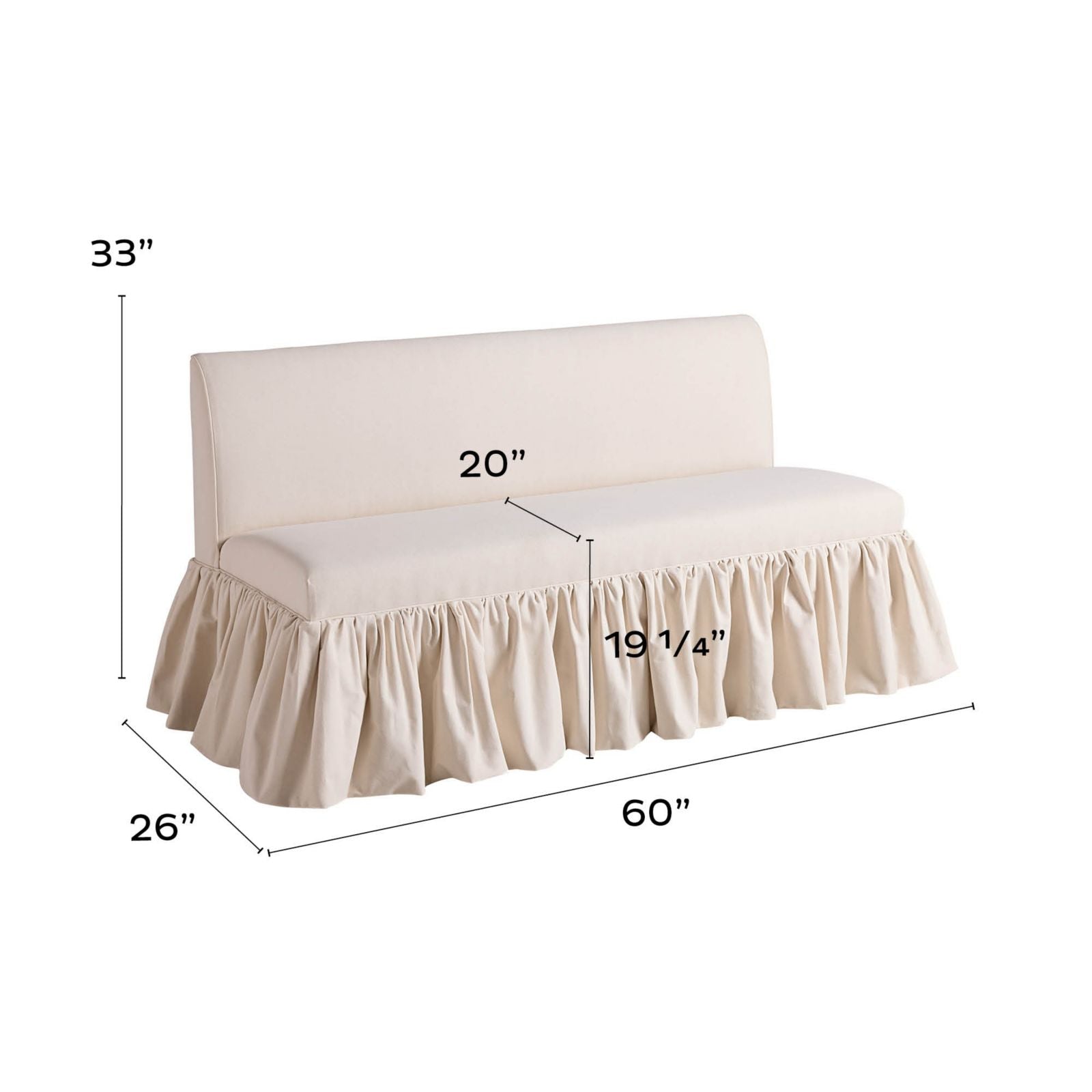 Bristol 60-Inch Bench with Ruffle Skirt