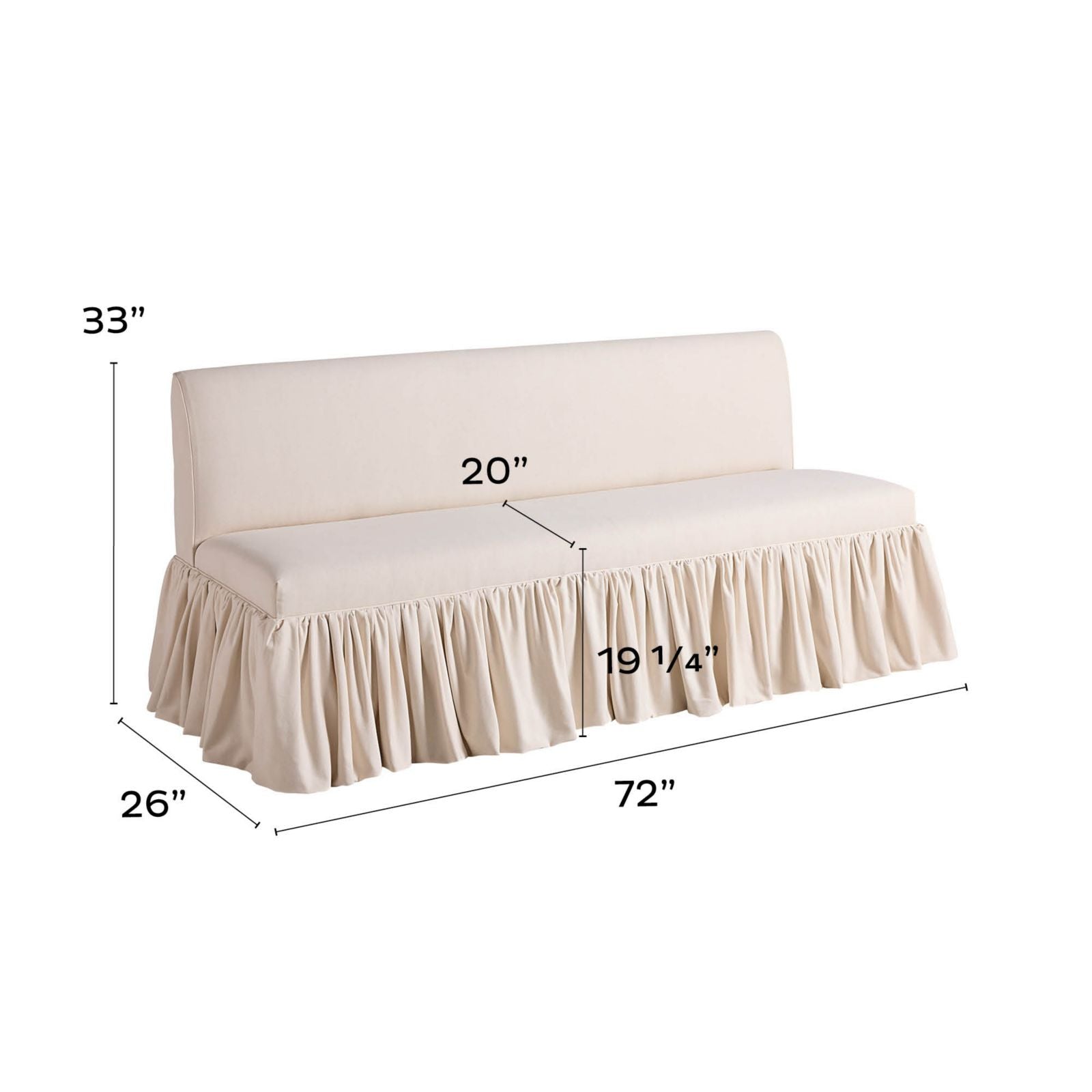 Bristol 72-Inch Bench with Ruffle Skirt