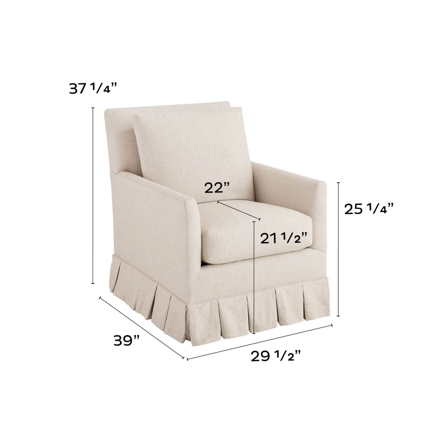 Suzanne Kasler Mathes Club Swivel Glider with Box Pleat Skirt