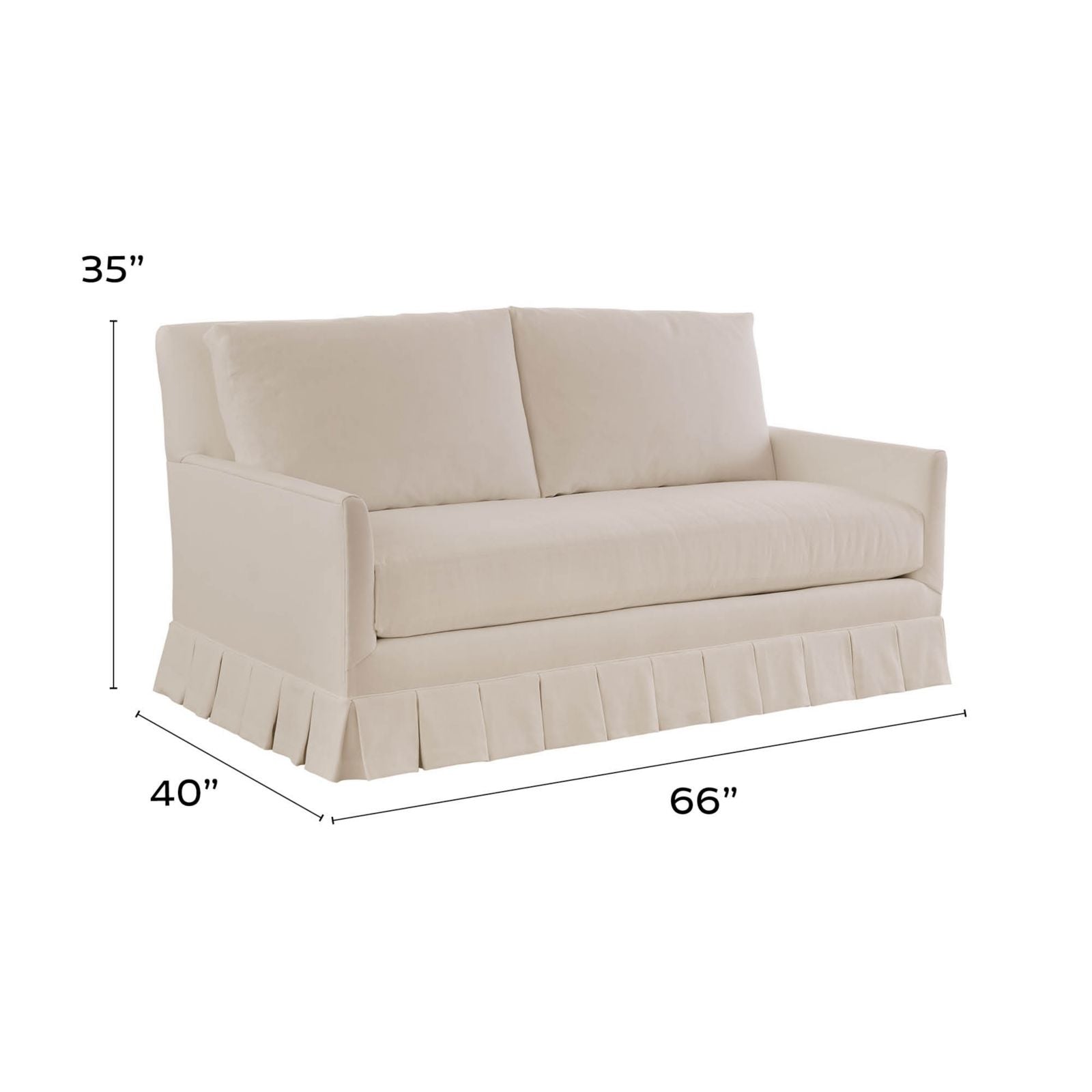 Suzanne Kasler Mathes Loveseat with Box Pleat Skirt