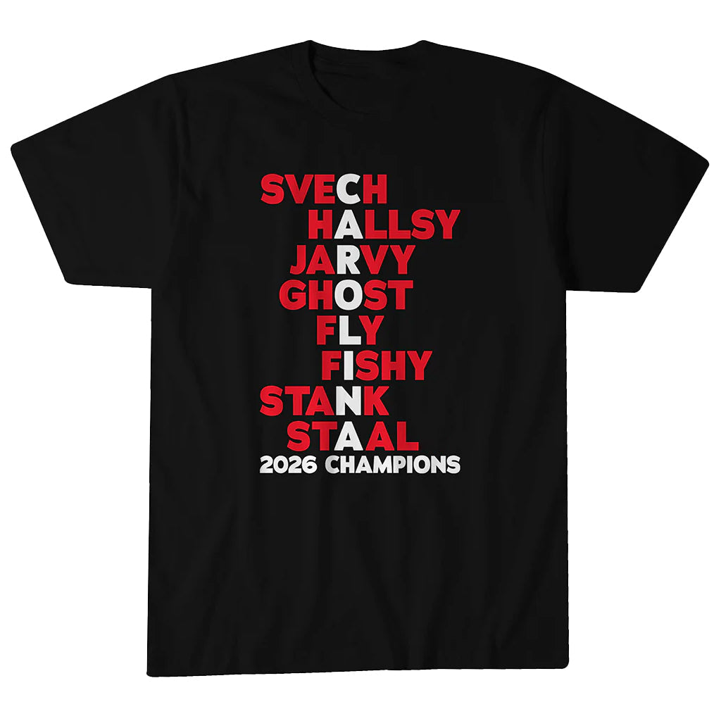 Unisex Carolina Hockey Names 2026 Champs Graphic Shirt for Hockey Fans