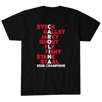 Unisex Carolina Hockey Names 2026 Champs Graphic Shirt for Hockey Fans