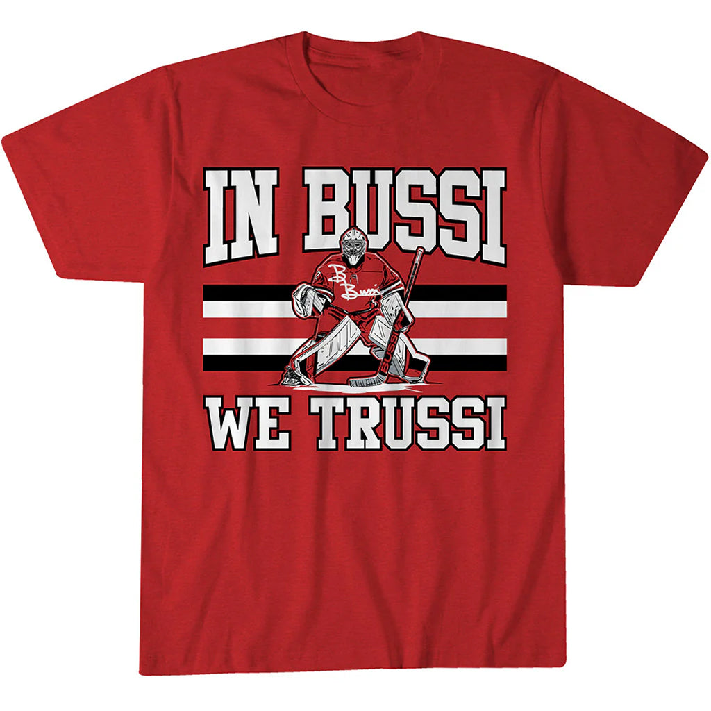 Unisex Carolina Hurricanes Brandon Bussi In Bussi We Trussi Graphic Shirt for Hockey Fans