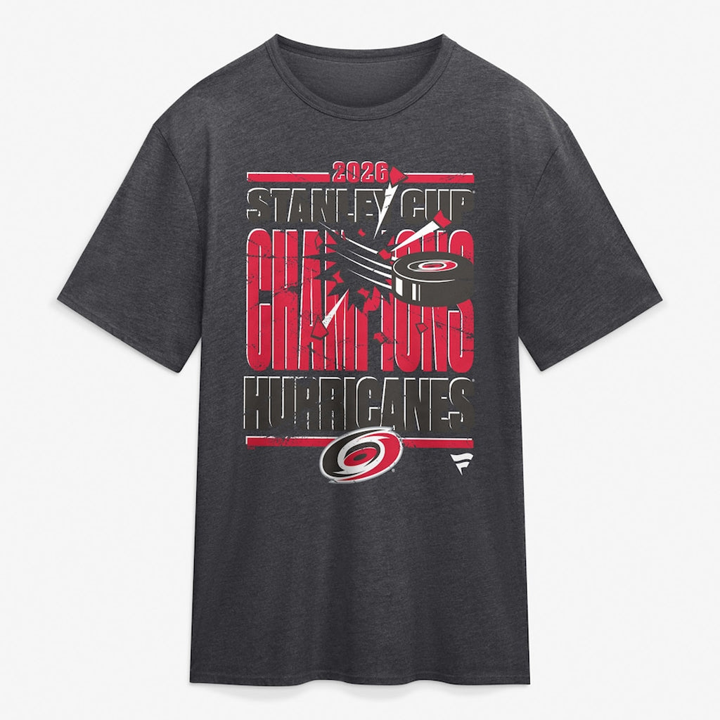 Unisex Carolina Hurricanes Heather Charcoal 2026 Stanley Cup Champions Tri-Blend Graphic Shirt for Hockey Fans