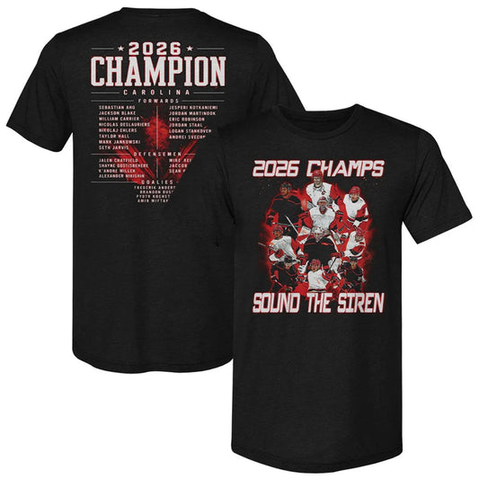 Unisex Carolina Hurricanes Hockey 2026 Champs Roster Sound The Siren Graphic Shirt for Hockey Fans