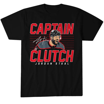Unisex Carolina Hurricanes Jordan Staal Captain Clutch Graphic Shirt for Hockey Fans