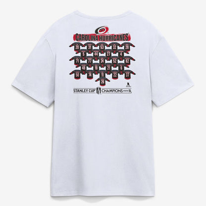 Unisex White Hockey Champions Roster Jersey Graphic T-Shirt for Hockey Fans