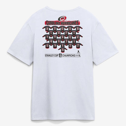 Unisex White Hockey Champions Roster Jersey Graphic T-Shirt for Hockey Fans