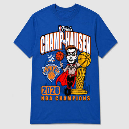 Unisex Danhausen x New York Knicks 2026 Finals Champions Graphic Shirt for Basketball Fans