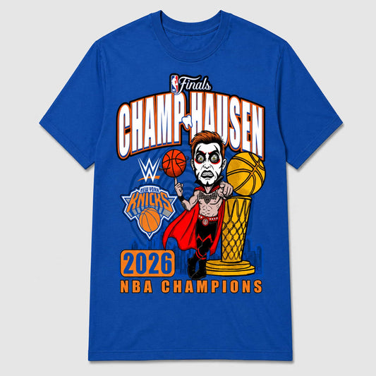 Unisex Danhausen x New York Knicks 2026 Finals Champions Graphic Shirt for Basketball Fans