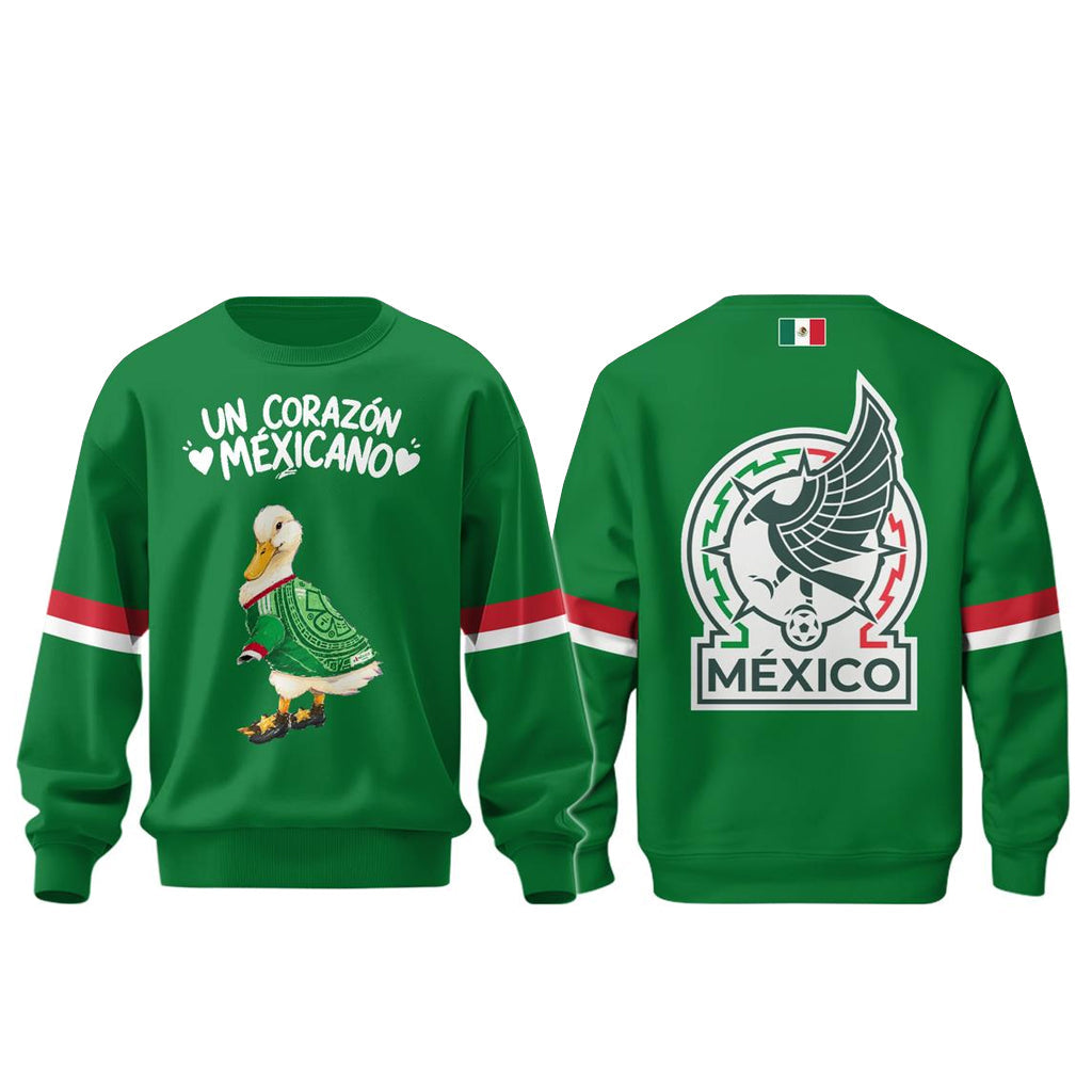 Unisex Mexico Soccer Heart Long Sleeve Graphic Shirt for Soccer Fans