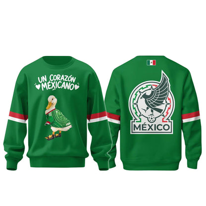 Unisex Mexico Soccer Heart Long Sleeve Graphic Shirt for Soccer Fans