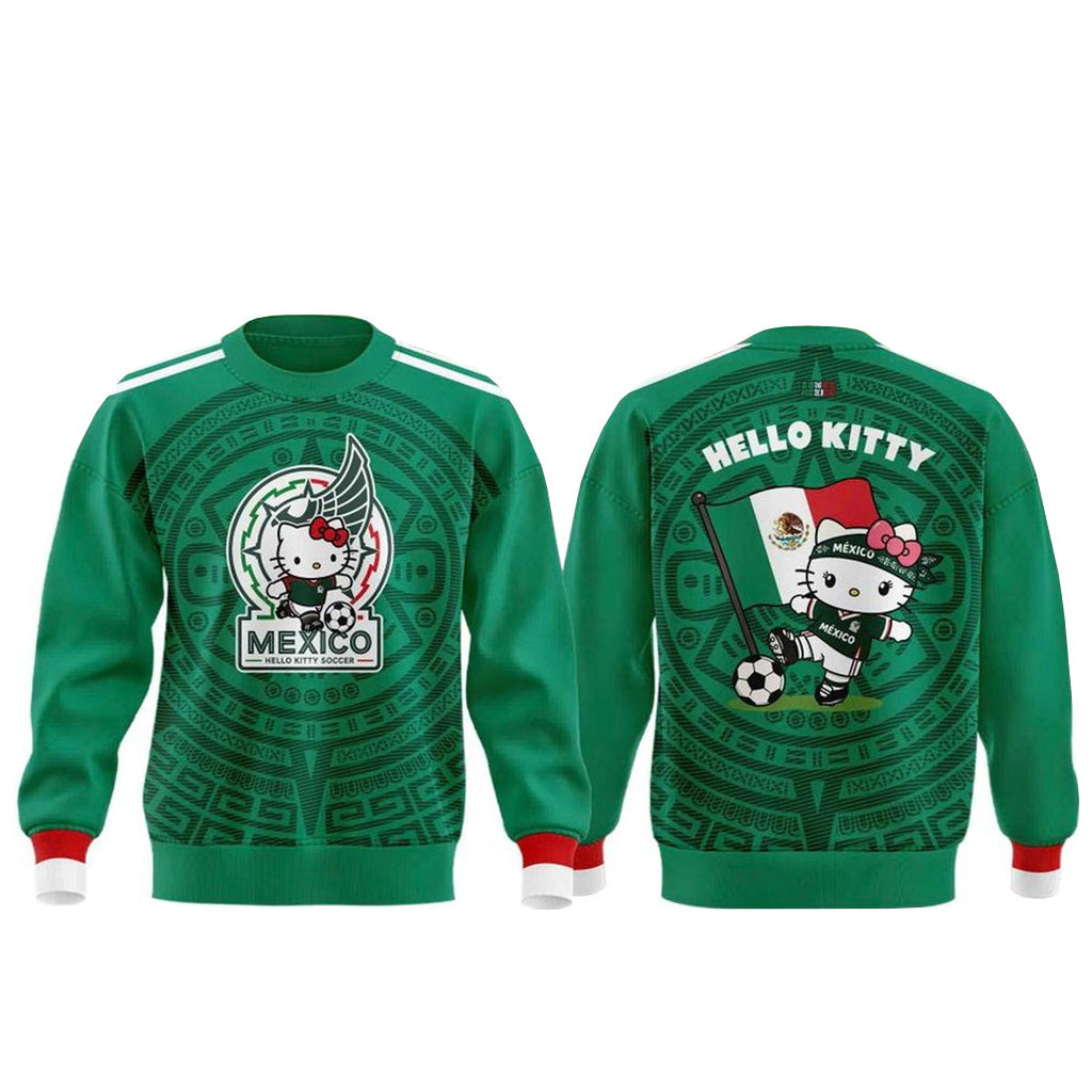 Unisex Mexico Soccer Team Hello Kitty Night 2026 World Cup Graphic Shirt for Soccer Fans