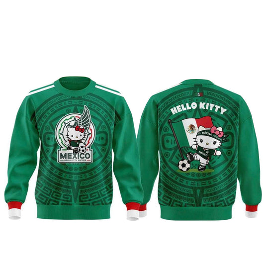 Unisex Mexico Soccer Team Hello Kitty Night 2026 World Cup Graphic Shirt for Soccer Fans