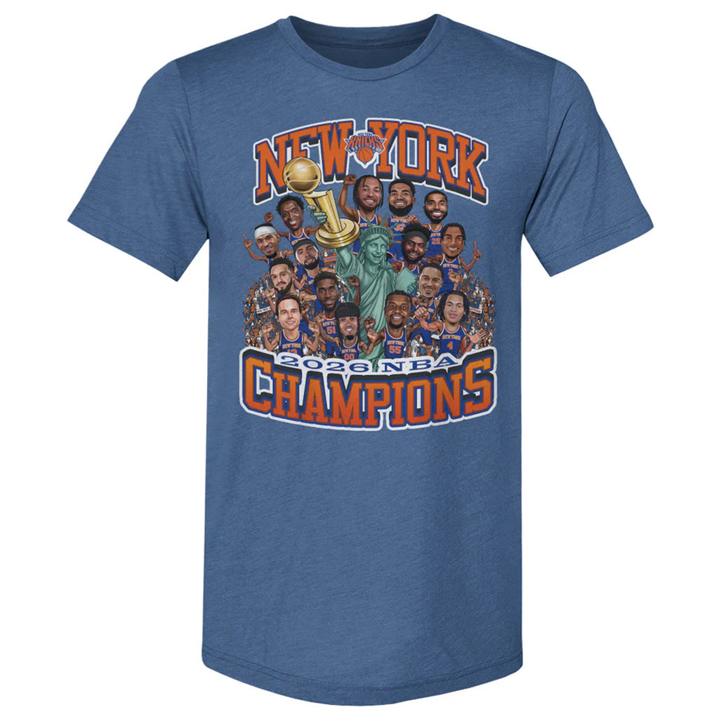Unisex New York Knicks 2026 Finals Champions Caricature Graphic Shirt for Basketball Fans
