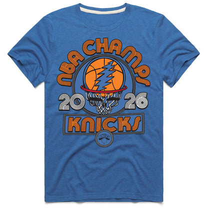 Unisex New York Knicks x The Grateful Dead 2026 Finals Champions Tri-Blend Graphic Shirt for Basketball Fans