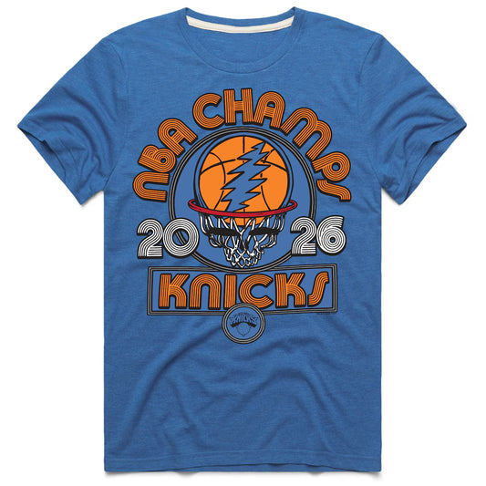 Unisex New York Knicks x The Grateful Dead 2026 Finals Champions Tri-Blend Graphic Shirt for Basketball Fans
