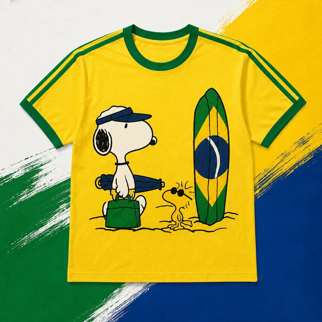 Unisex Brazil Surfing Yellow Global Soccer Graphic Shirt for Soccer Fans